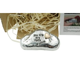 You Are My Rock - 8th Anniversary Metal Rock With Solid Bronze Insert, Perfect 8 Year Gift