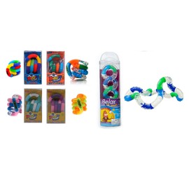 Set of 5 Assorted Tangle Jr Fidget Toys: Original Textured Fuzzy Relax