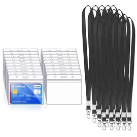 Clear Plastic Heavy Duty Vertical Name Badge ID Card Holders, 20Pcs With Lanyards - Vertical ID Card Badge Holder