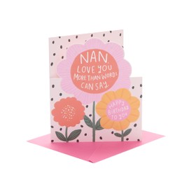 UK Greetings | Birthday Card for Nan | Happy Birthday Gifts | Her, Girls, Women | Bright Flowers Design | With Envelope | 165 x 190 mm