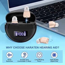 Hearing Aids For Seniors - Invisible Hearing Aids With Noise Reduction - Magnetic Contact Charging Box With LED Power Display - Assistive Listening Devices