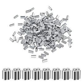 YUGUOCHENG Wire Rope Sleeves, 0.06 inch (1.5 mm), Set of 100, Wire Caulking Metal Fittings, Aluminum Sleeve, Octagonal, Aluminum Clamp Tube, Aluminum Alloy, For Wire Rope, Fixing Machine (0.06 inch