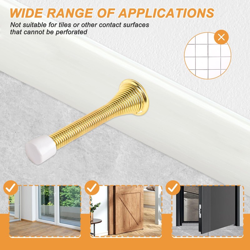 Spring Door Stoppers, 12 Pack Door Stops Wall Protector, Doorstops