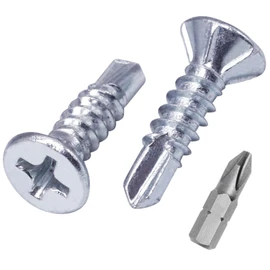 SKIR'CO Pack of 150 DIN 7504 P Galvanised Steel 3.9 x 16 mm Self-Drilling Screws for Metal, Tapping Screw, Countersunk Head
