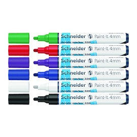 Schneider Paint-It 320 Acrylic Markers, 4 mm, Wallet, x6, Assorted Colors (120295)