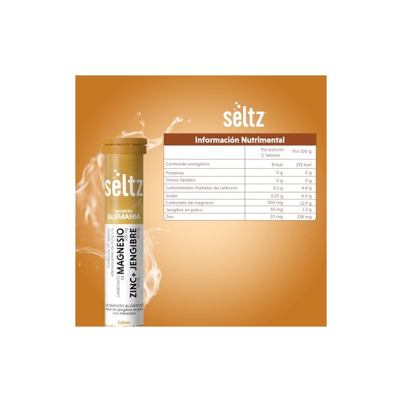 Magnesio + Zinc + Jengibre Seltz Tabletas Efervescentes