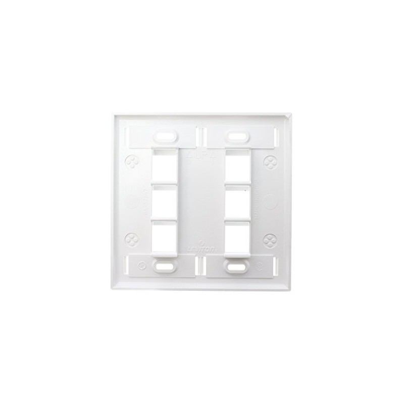 Leviton 6-Port Dual Gang QuickPort Wallplate with ID Windows, 42080-6WP,