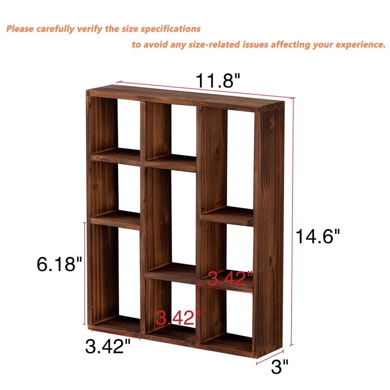 SOFE Small Brown Wood Shadow Box with Shelves, 3 Tier