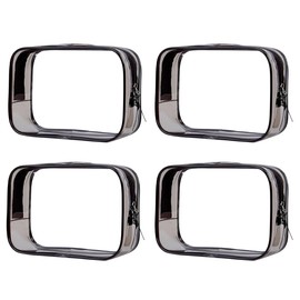 TSA Toiletry Bag, VASCHY 4 Pack Clear Makeup Bag, Water Resistant Transparent Cosmetic Bag, Airline Carry on Travel Bag Wash Bag for Men and Women, Black