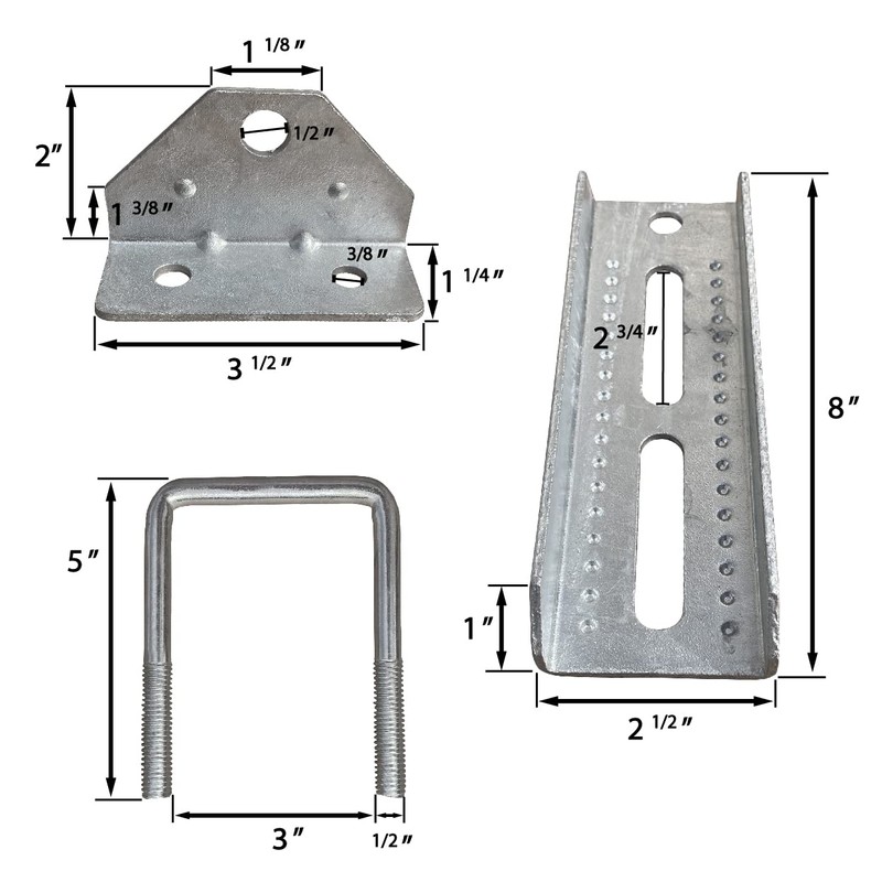 A.A 2 Pack 8" Galvanized Swivel Top Bunk Bracket Kit