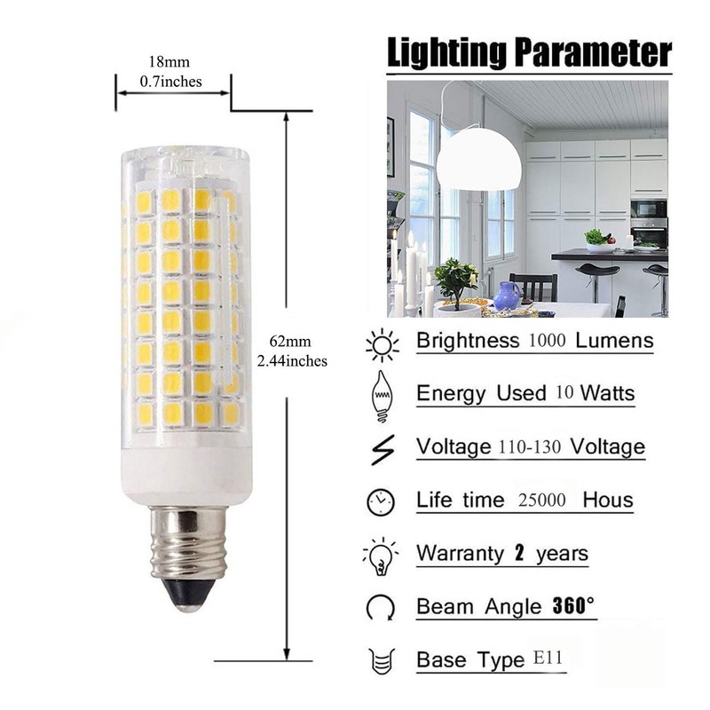 Edearkar 4-Pack E11 LED Bulbs 10W (100W Halogen Equivalent), Daylight
