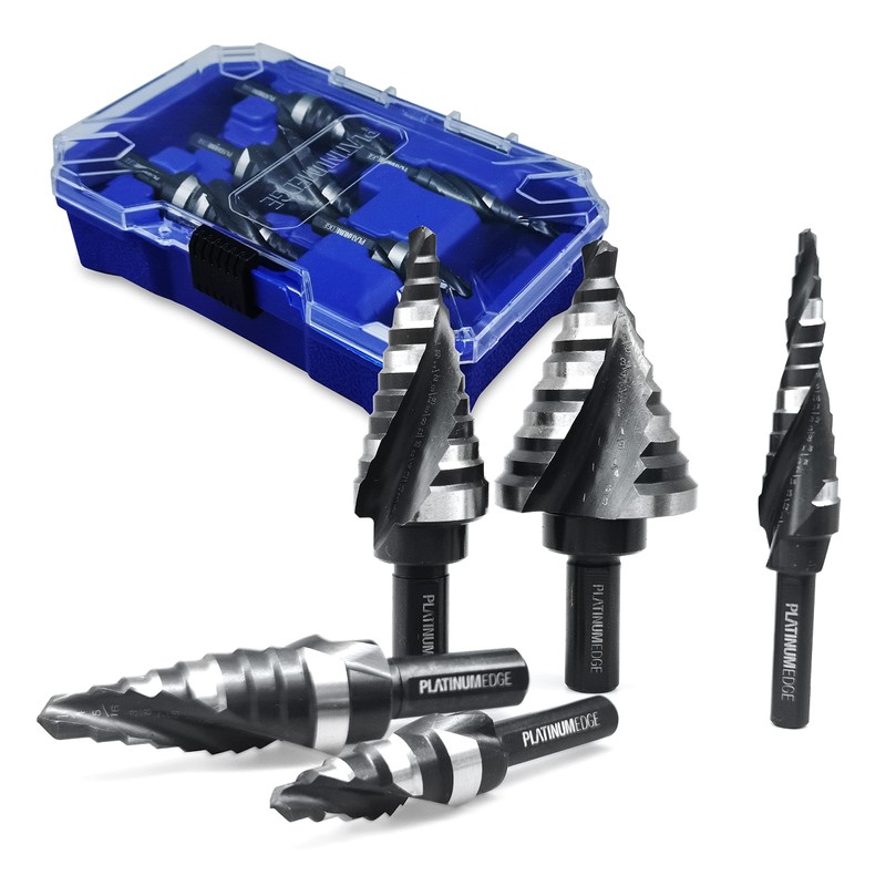 PLATINUMEDGE Step Drill Bits Set, 5 Pcs High Speed Steel