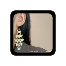 IRCOMULTI Boho Layered Butterfly Dangle Earring Gold Butterfly Long Drop Earring Vintage Butterflies Tassel Earrings Layered Butterflies Chandelier Cluster Earrings Jewelry for Women