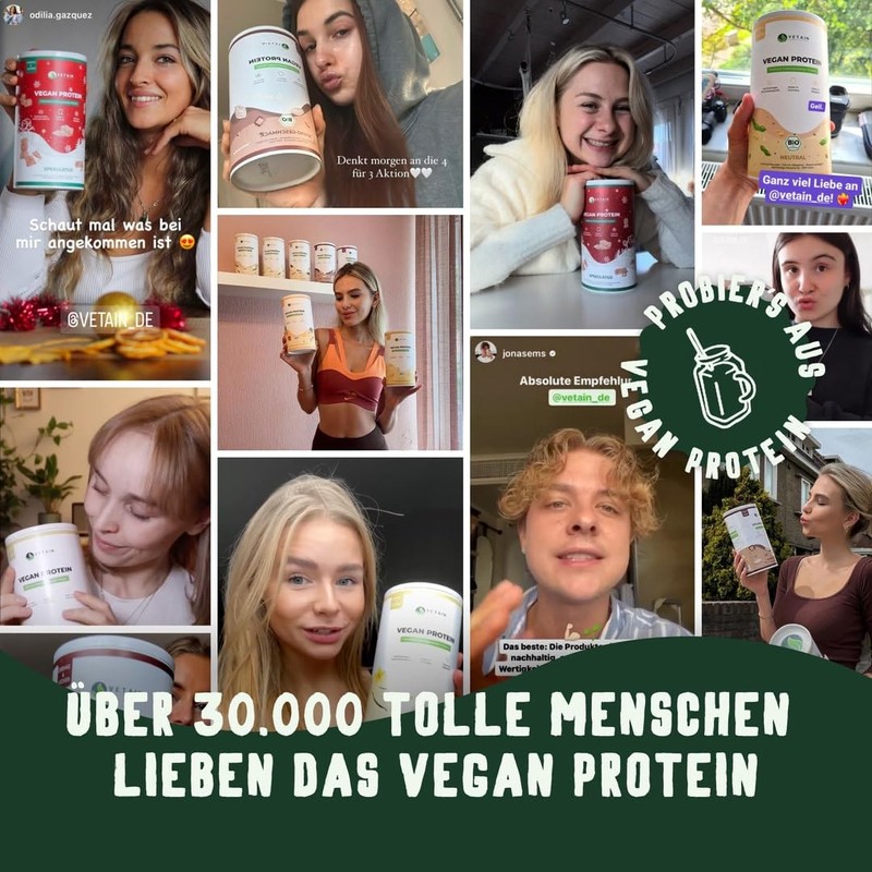 Vetain Vegan Protein Neutral, Organic Vegan Protein Powder, Best Compatible,