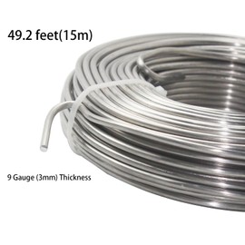 9 Gauge(3mm) Aluminum Craft Wire 49.2 Feet Flexible Metal Artistic Floral Jewelry Sculpting Wire for Bonsai Trees Floral Armature DIY Jewelry Craft Making