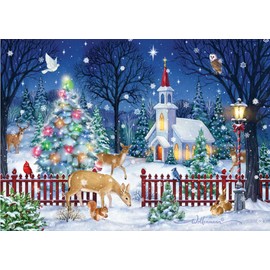 Peaceful Night Boxed Christmas Cards - 15 Cards & 16 Foil Lined Envelopes