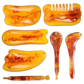 NOLITOY Essential Oil Compatible Face Gua Sha Massage Set 7 Pc Gua Sha Tool for Improve Complexion Comfortable to Hold Design