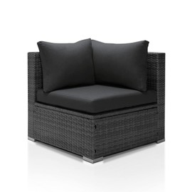 NICESOUL Modern Luxury All-Weather PE Wicker Modular Corner Sofa, Outdoor Patio Furniture Sofa Piece Grey Rattan Sectional Conversation Set for Backyard Terrace Deck Garden Sunroom, Dark Grey Cushion