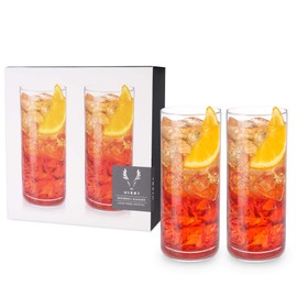 Viski Crystal Highball Juego de 2 vasos de cristal de alta calidad, sin plomo, elegantes copas de cóctel para Highball, juego de regalo de cóctel, 16 onzas
