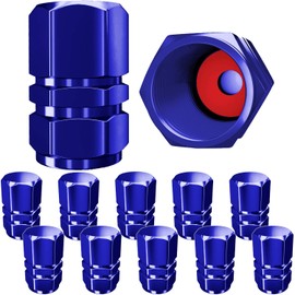 SAMIKIVA Tapones de válvula de neumático, tapas de vástago de válvula de neumático de metal de alta calidad, cubiertas a prueba de polvo, ajuste universal para coches, SUV, bicicletas y bicicletas, camiones, motocicletas (azul)