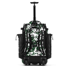 Boombah Catchers Superpack Hybrid Digital Camo Bat Bag Black/Dark Green - Wheeled & Backpack Version