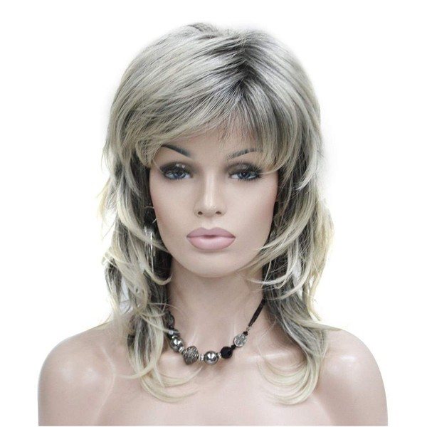 Lydell Long Wavy Wig Shaggy Layered Classic Wigs with Bangs for Women Blonde