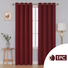 Deconovo Thermal Insulated Blackout Curtain Eyelet Curtain for Bedroom 52"x 90" Red 1 PANEL
