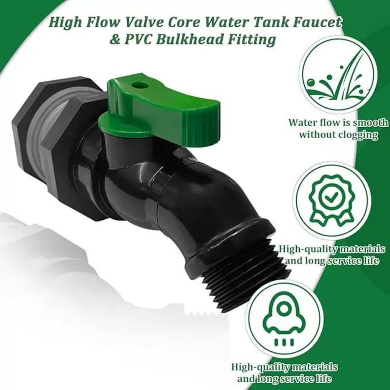 High Flow Rain Barrel Spigot Kit, 3/4" GHT Garden Hose