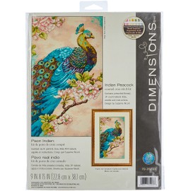 Dimensions Indian Peacock Counted Cross Stitch Kit, 14 Count Natural Aida, 9'' x 15''