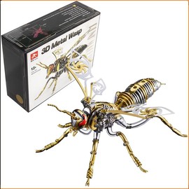 LONGPIN 3D Metal Puzzles for Adults Giant Hornet Metal Model Kits, 3D Metal Puzzle Mechanical Wasp Building Blocks, Difficult DIY for Assembly, Birthday Gifts for Men to Build DIY Colorful 3D Metal Puzzle Ornaments for Adults,Teens Birthday Christmas - C