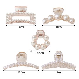 FDHBDF 5 Stück Perlen Haarspangen, Große Perlen-Haarspangen, Koreanische Elegante Kratzspangen, Zarte Mädchen-Haar-Accessoires Für Dickes Haar