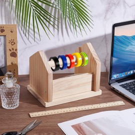 UNICRAFTALE Wood Masking Tape Dispenser Craft Tape Dispenser with Slide Cutter Wood Adhesive Tape Dispenser Multi Roll Tape Dispenser Tape Cutter for School Painting Office 8.15x5.83x6.61 Inch