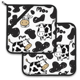 Cow Skin Pot Holder Set of 2,Heat Resistant Potholders Oven Hot Pads for Kitchen Cooking Baking BBQ