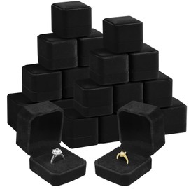 20 PCS Velvet Ring Box, Velvet Jewelry Gift Boxes Classic Engagement Ring Box for Proposal Wedding Ceremony Birthday Anniversary (Black)