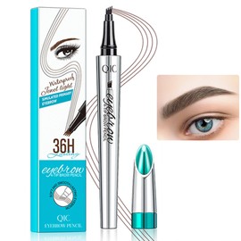 RZJZGZ Eyebrow Pencil, Eyebrows Pen with 4 Micro-Fork Tip Long-lasting Waterproof Eyebrow Pen and Smudgeproof Brow Pen, Creates Natural 3D Eyebrow Hair (Dark Brown)
