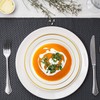 MATANA 100 Premium White Plastic Bowls with Gold Rim, 360ml