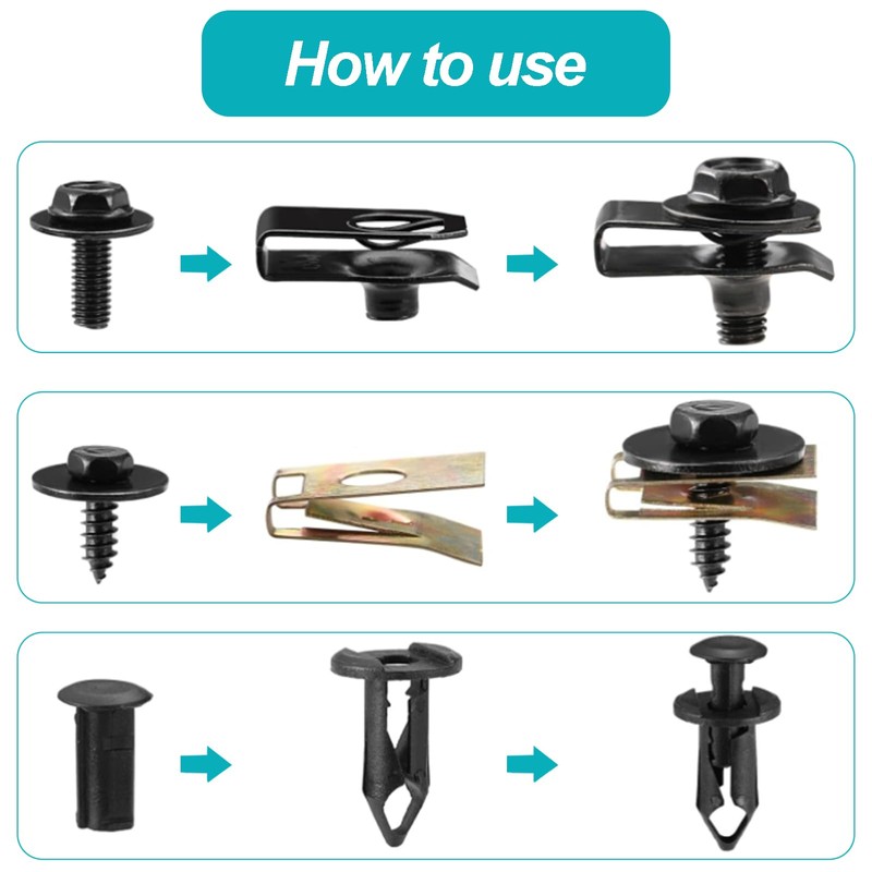 Pack of 100 Sheet Metal Nut Screw Nut Clip Kit,