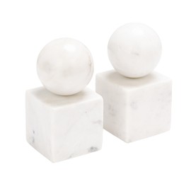 Creative Co-Op 2-Piece Marble Geometric Bookends, White