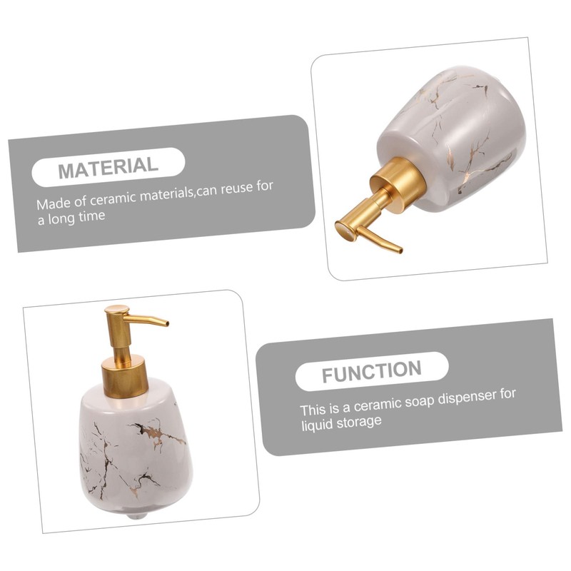 Ipetboom Ceramic Soap Dispenser with Pump Reusable Gray Marble Lotion
