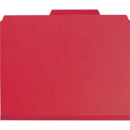 Smead Pressboard Classification File Folder with SafeSHIELD Fasteners, 2 Pocket Dividers, 2" Expansion, Letter Size, Bright Red, 10 per Box (14082)