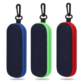 Klerbesh 3 Pack Denim Fabric Glasses Case Fashion Hard Glasses Case Portable Travel Glasses Bag with Zipper, 3 Items, /