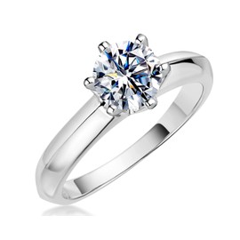 AINUOSHI Women's 925 Sterling Silver Ring, Eternal Women's Engagement Ring, 1-4 Carat Anniversary Wedding Jewellery Gift, Silver 2.1ct Silver Gold Plated, Cubic Zirconia