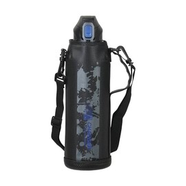 Pearl Metal HC-182 Water Bottle, 59.1 fl oz (1,500 ml), Direct Drinking, Cold Insulation, Sports Drink with Pouch, Blue x Black, Fast Charger