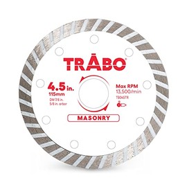 Trabo 4.5 Inch Turbo Rim Diamond Metal Bond Blade for Cutting Cement, Pavers, Concrete with Rebar, Natural Stone and More, with 7/8 Inch Arbor with 5/8 Inch Reducer Ring