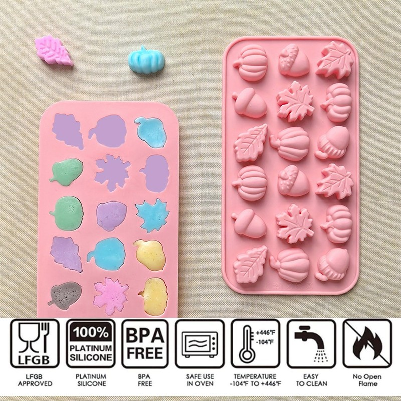 2 Piece Fall Silicone Molds for Chocolate, Autumn Maple Leafs