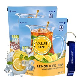 Lemon Iced Tea Drink Mix 4.26 oz – 2 Pack (16 Pitcher Packets Total), Made with Black Tea – Sugar-Free, Low-Calorie Beverage Mix with Candy Freezer Bottle Opener Keychain (Lemon Iced Tea) Keychain