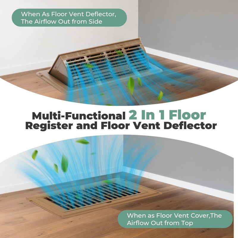 2-in-1 Vent Deflector & Floor Vent Covers, Floor Register 4x10,