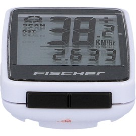 FISCHER Wireless Slim Bicycle Computer, Bicycle Speedometer, Multifunction Bicycle Computer, Wireless, 24 Functions, White