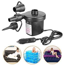 Cheeroyal Car Charger Electric Air Pump,Automatic Inflatable Boat Pump 3 Nozzle Car Charger Universal Valves Inflates and Deflates for Garden Home Holiday Camping Airbed,Beach Inflatables