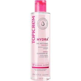 TOPICREM HYDRA+ Gel limpiador facial suave para piel sensible y seca - Limpia e hidrata tu piel de rostro y cuerpo - Con glicerina de origen y tensioactivos suaves - No irrita los ojos - 200 ml